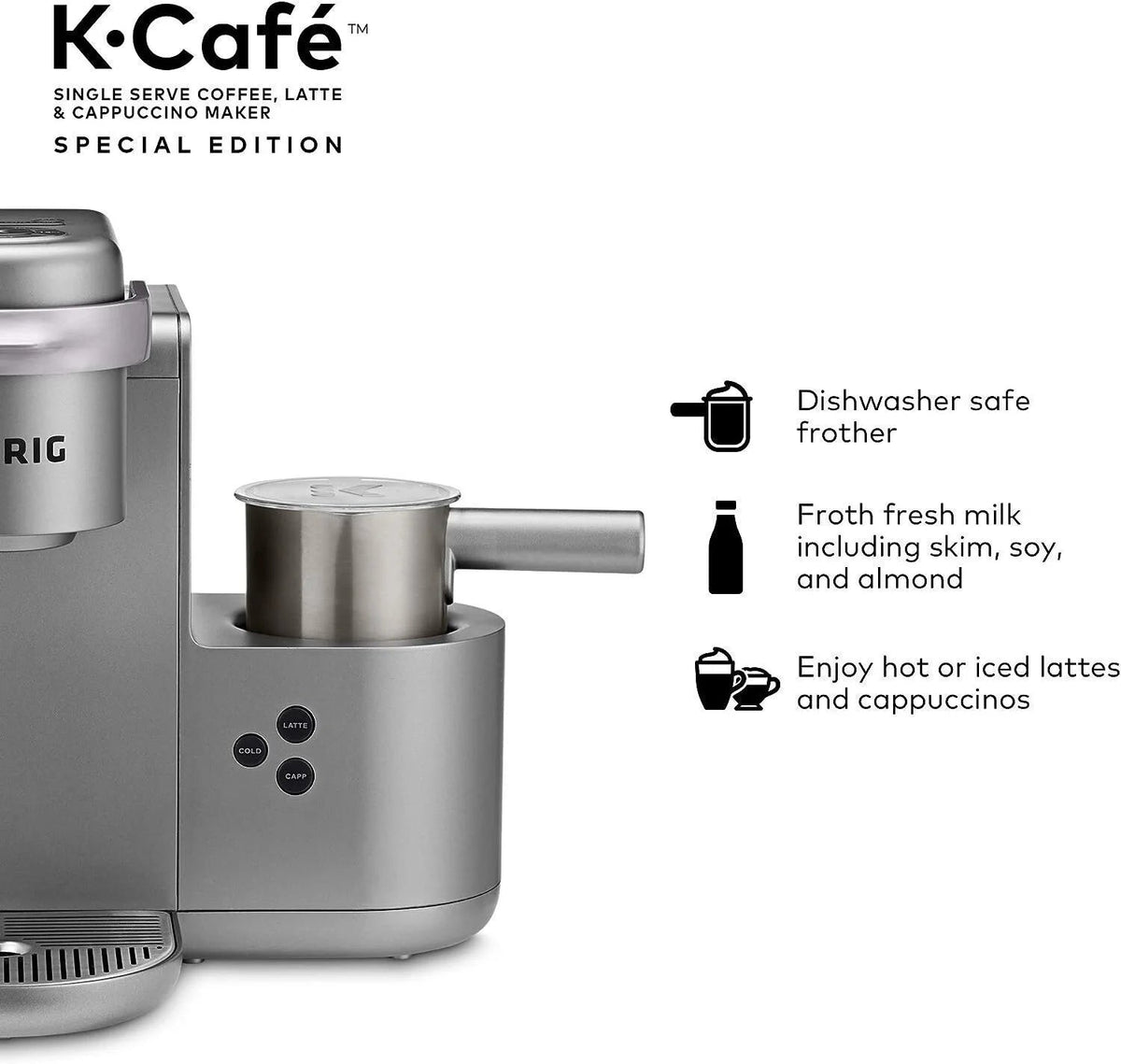 Keurig Single-Serve Coffee, Latte, And Cappuccino Maker, Nickel - K-Cafe Special Edition
