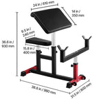 VEVOR Adjustable Preacher Curl Bench, 440 Lbs, Black+Red - AX1010
