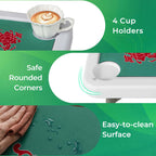 Costway Folding Mahjong Table With Cup Holders, Felt Mat And Carrying Handle - 35in x 35in x 29in