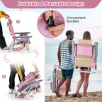 Costway Folding Backpack Beach Chairs 4-Pack, 5-Position Adjustable