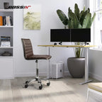 Adjustable Mid-Back Armless Swivel Office Chair With PU Leather - 265 lbs.