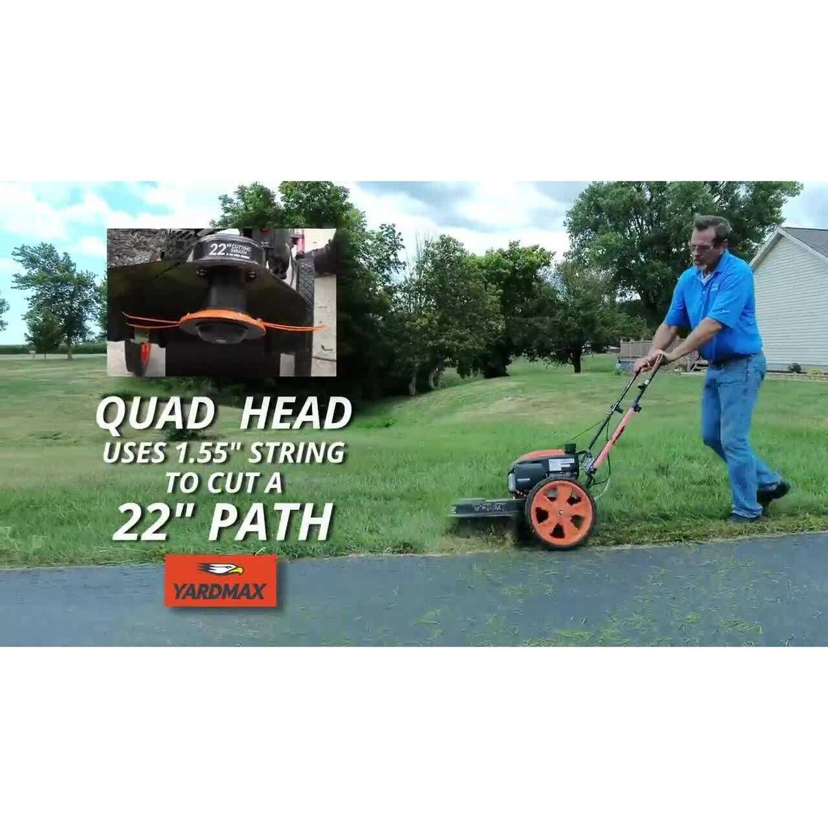 YARDMAX Gas Walk-Behind String Trimmer Mower, 22 in, 170cc