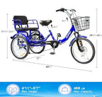 WEIMMIN Adult Folding Tricycle, 20 inch, 7 Speed, Star Strip Blue