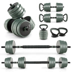 Adjustable Dumbbell Set, 92 Lbs, Black + Grey