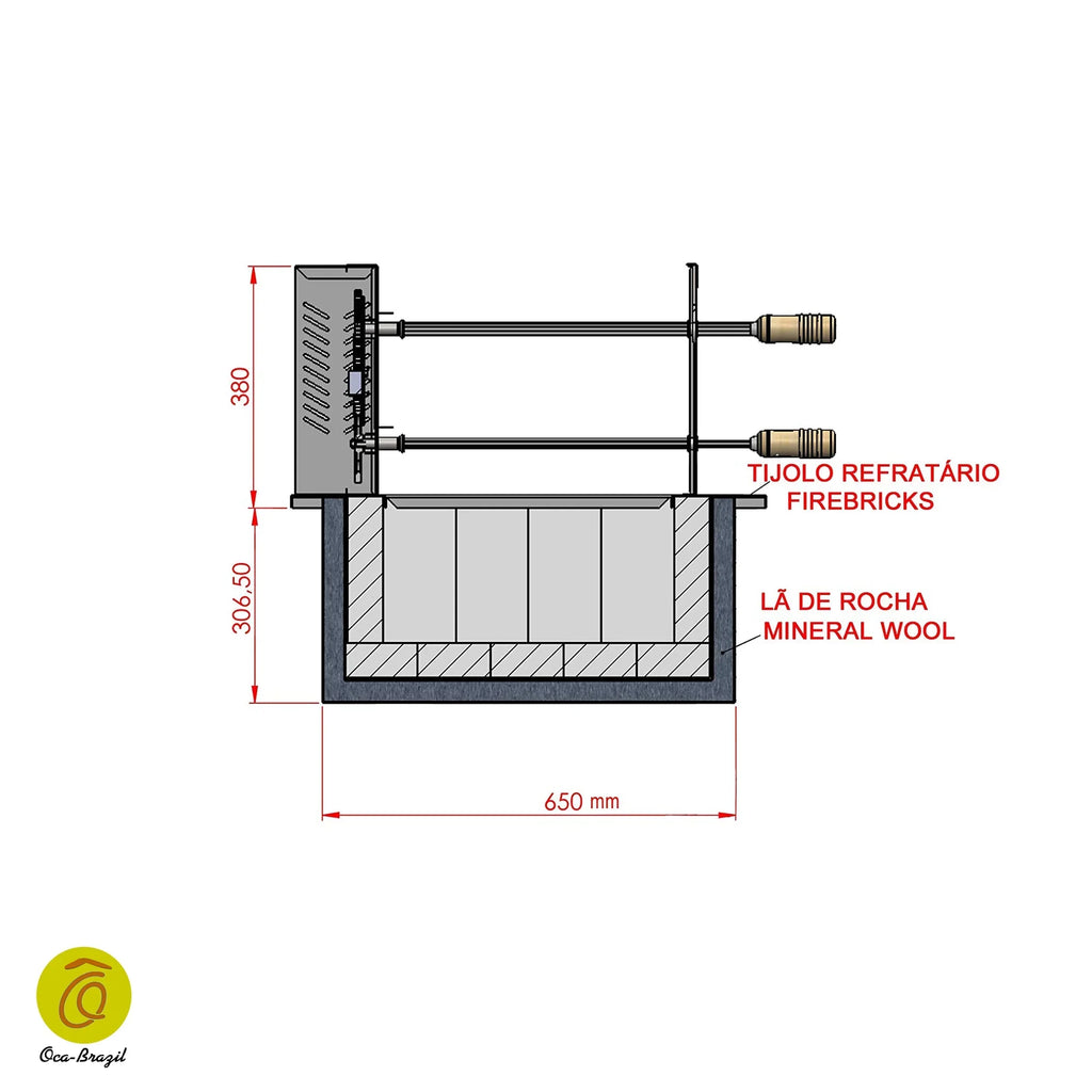 Oca-Brazil Brazilian BBQ Charcoal Grill With Firebox - 9 Skewers