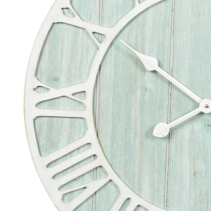 Green Blue Quartz Coastal Wall Clock, 23.5 Inch - Seafoam Green-Blue