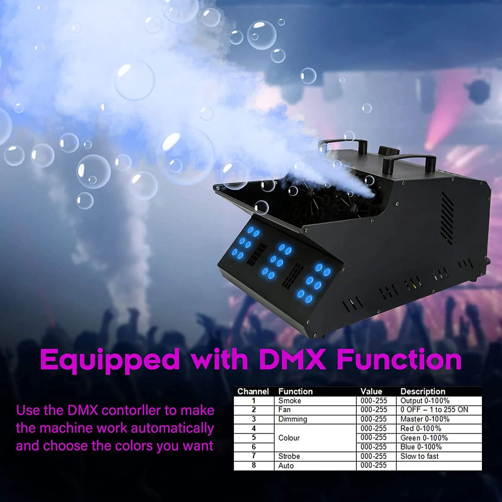 TC-Home 3 In 1 Stage Fog Bubble Machine 3000W 1L 18 RGB LEDs