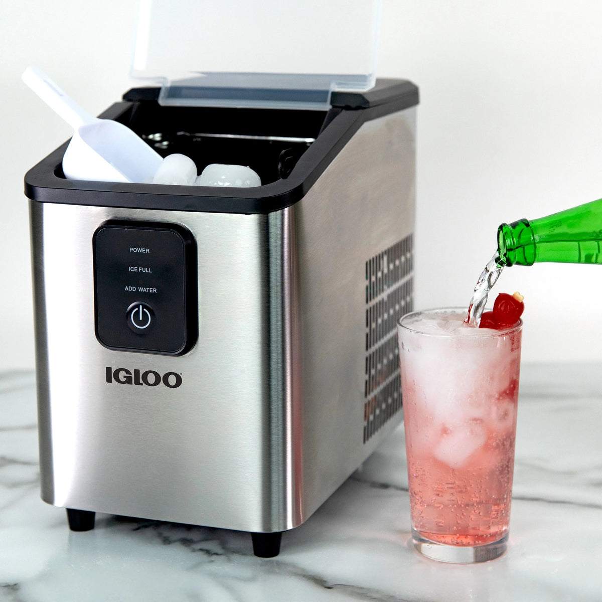 Igloo Self-Cleaning Countertop Ice Maker, 26 lbs. Per Day, 8 Pieces Every 7-8 Minutes, Aqua