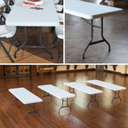 Lifetime 4 8-Foot Rectangle Folding Tables And 32 Chairs Set, White Granite - 80147