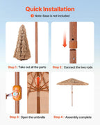 Thatched Tiki Patio Umbrella 9 ft