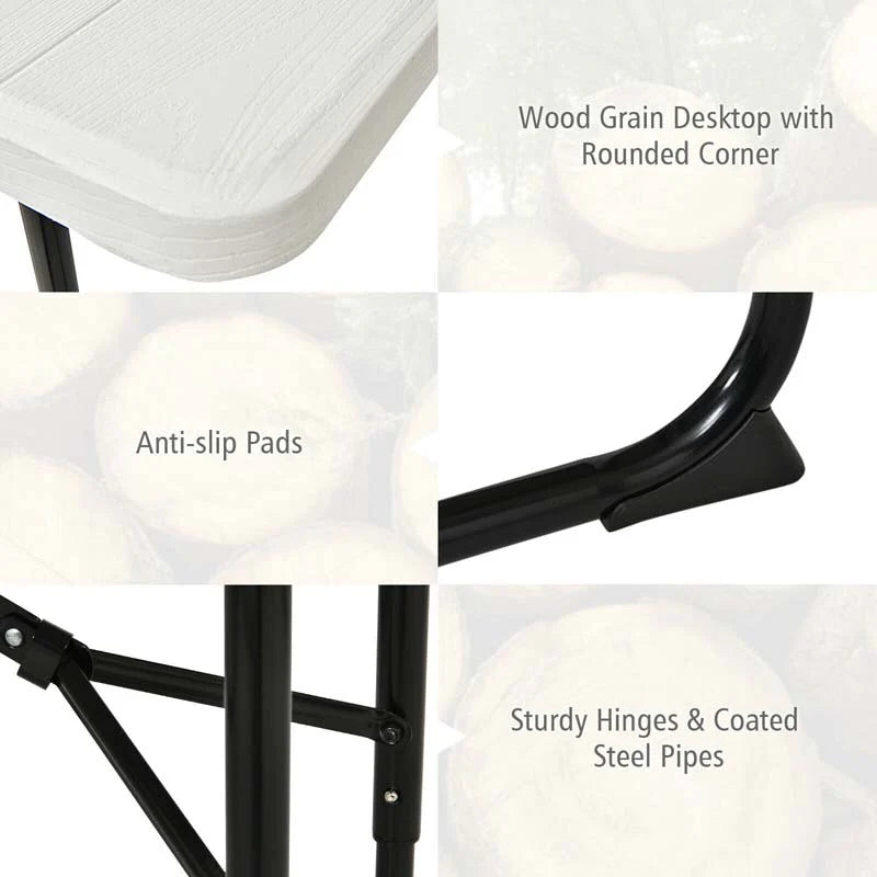 4-Person Folding Picnic Table Bench Set, 59 in x 54 in x 28.5 in - Steel And HDPE