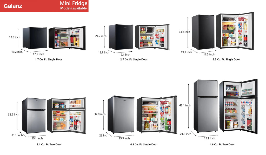 Galanz 3.3 Cu Ft One Door Mini Fridge, Black