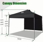 Eurmax USA NOMATTER 10x10ft Pop Up Canopy Tent With 1 Removable Sidewall And 4 Sand Bags