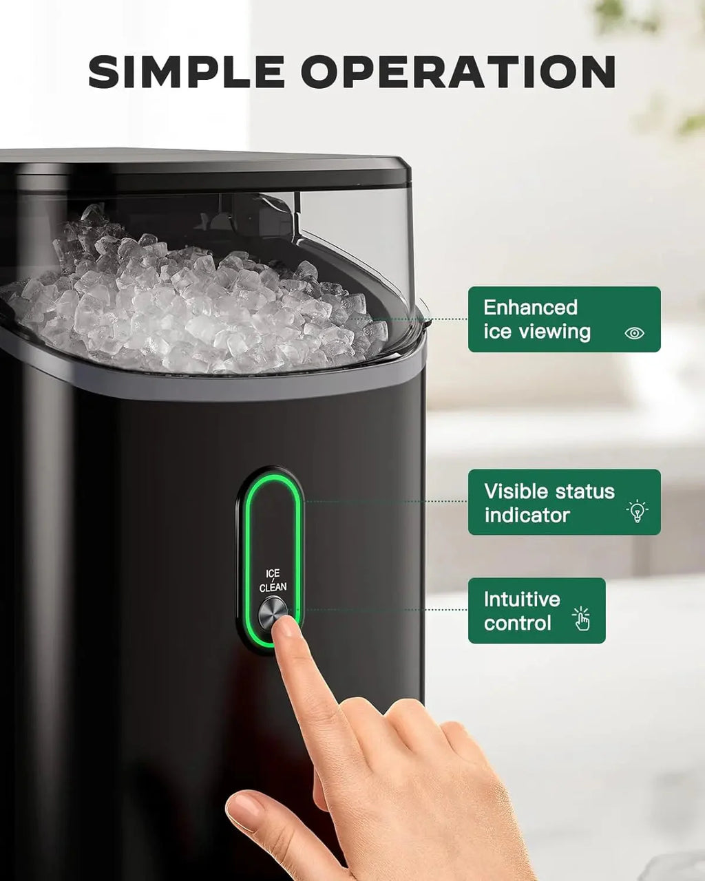 Silonn Countertop Nugget Ice Maker, 33 lbs/24H - SLIM24B