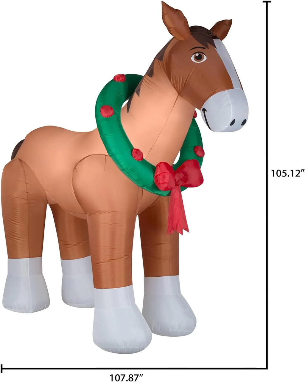 Christmas Inflatables Clydesdale Horse Holiday Inflatable, 9 Foot Wide, Brown, Lights Up - MTR-17148