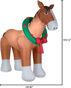 Christmas Inflatables Clydesdale Horse Holiday Inflatable, 9 Foot Wide, Brown, Lights Up - MTR-17148