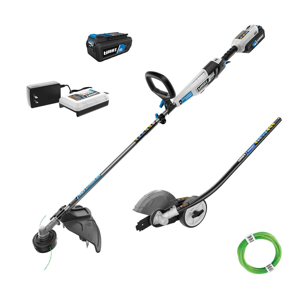 HART 40-Volt Cordless Attachment Capable 15-Inch String Trimmer Kit With Edger Attachment