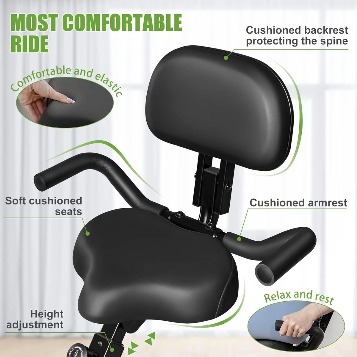 Caromix Folding Exercise Bike, 4 in 1, 16-Level Magnetic Resistance, 330LB Capacity