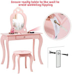 Fireflowery Kids Vanity Table With Detachable Top, Mirror And Drawer - FY-HW64356