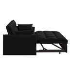 4-in-1 Velvet Pull-Out Sleeper Sofa Bed Loveseat With Reclining Backrest And 2 Side Pockets