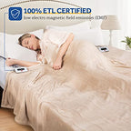 SEALY Electric Heated Blanket King Size 100in x 90in Beige Flannel - 10 Heating Levels