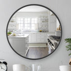 Round Aluminum Wall Mirror With Decorative Metal Frame