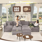 108 Inch U Shape Sectional Sofa With Removable Footstool