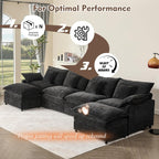 108 Inch U Shape Sectional Sofa With Removable Footstool