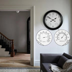 Outdoor Wall Clock With Thermometer And Hygrometer, 24-Inch, Black