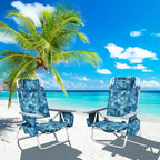 Costway Folding Backpack Beach Chairs 4-Pack, 5-Position Adjustable