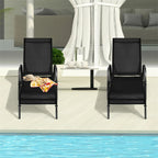 Fabric Folding Outdoor Chaise Lounge Chairs, 2 Pcs, 5 Position