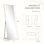 Full-Length Floor Mirror With Stand, Aluminum Alloy Frame - 71x30