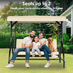 Arlopu 3-Person Outdoor Convertible Porch Swing Glider With Canopy