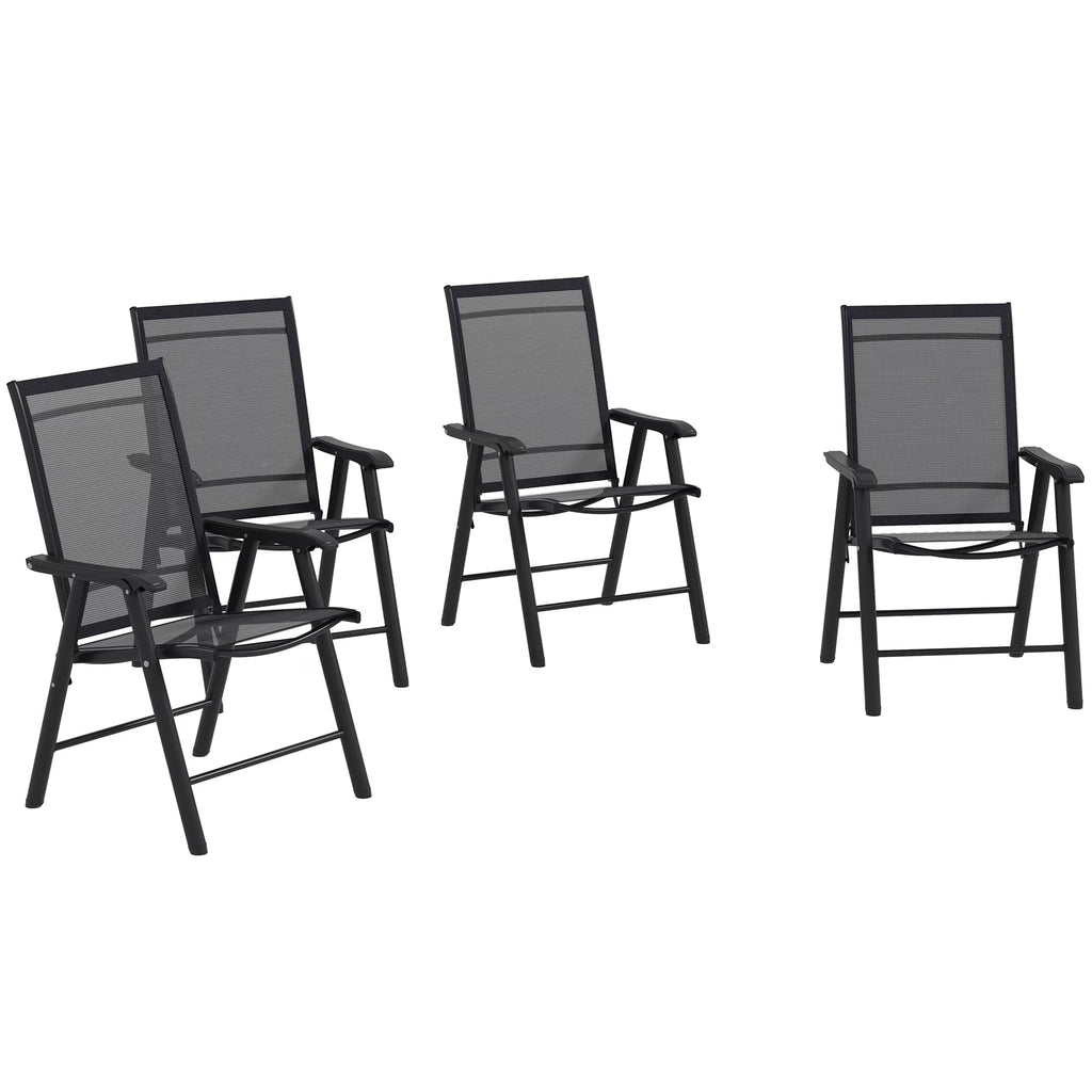 Patio Folding Stackable Outdoor Sling Chairs, 4 Count, Black - 22.87in L x 25.15in W x 37in H