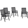 Patio Folding Stackable Outdoor Sling Chairs, 4 Count, Black - 22.87in L x 25.15in W x 37in H