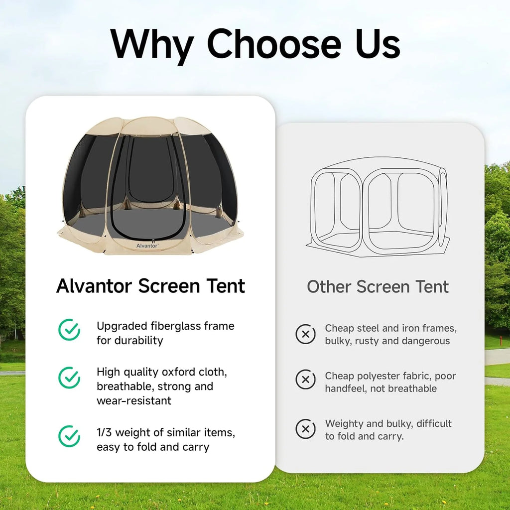 Alvantor Screen House Camping Tent 12'x12' Beige - 9020#E8