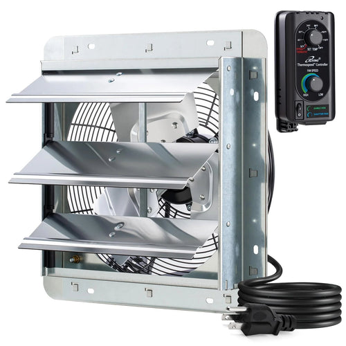 12-Inch Wall-Mounted Exhaust Fan With Thermostat, 960 CFM, 115V