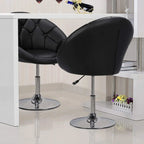 HOMEZY Tufted Swivel Vanity Chair, Black - Height Adjustable, 360-Degree