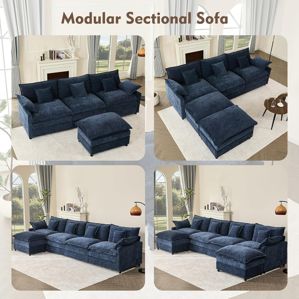 108 Inch U Shape Sectional Sofa With Removable Footstool