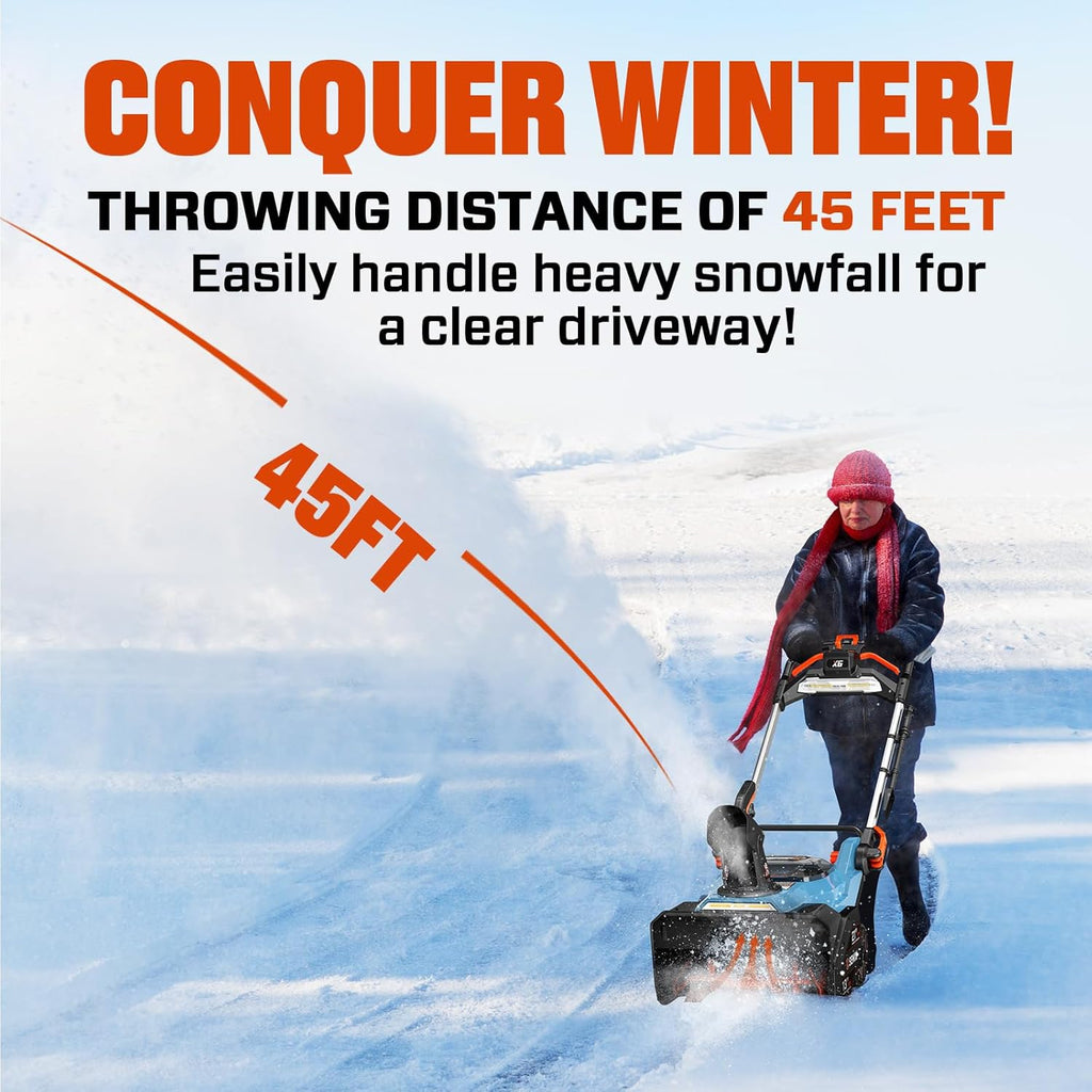 SENIX Cordless Snow Blower 60V 21 in Steel Auger Heated Handle - 3500W