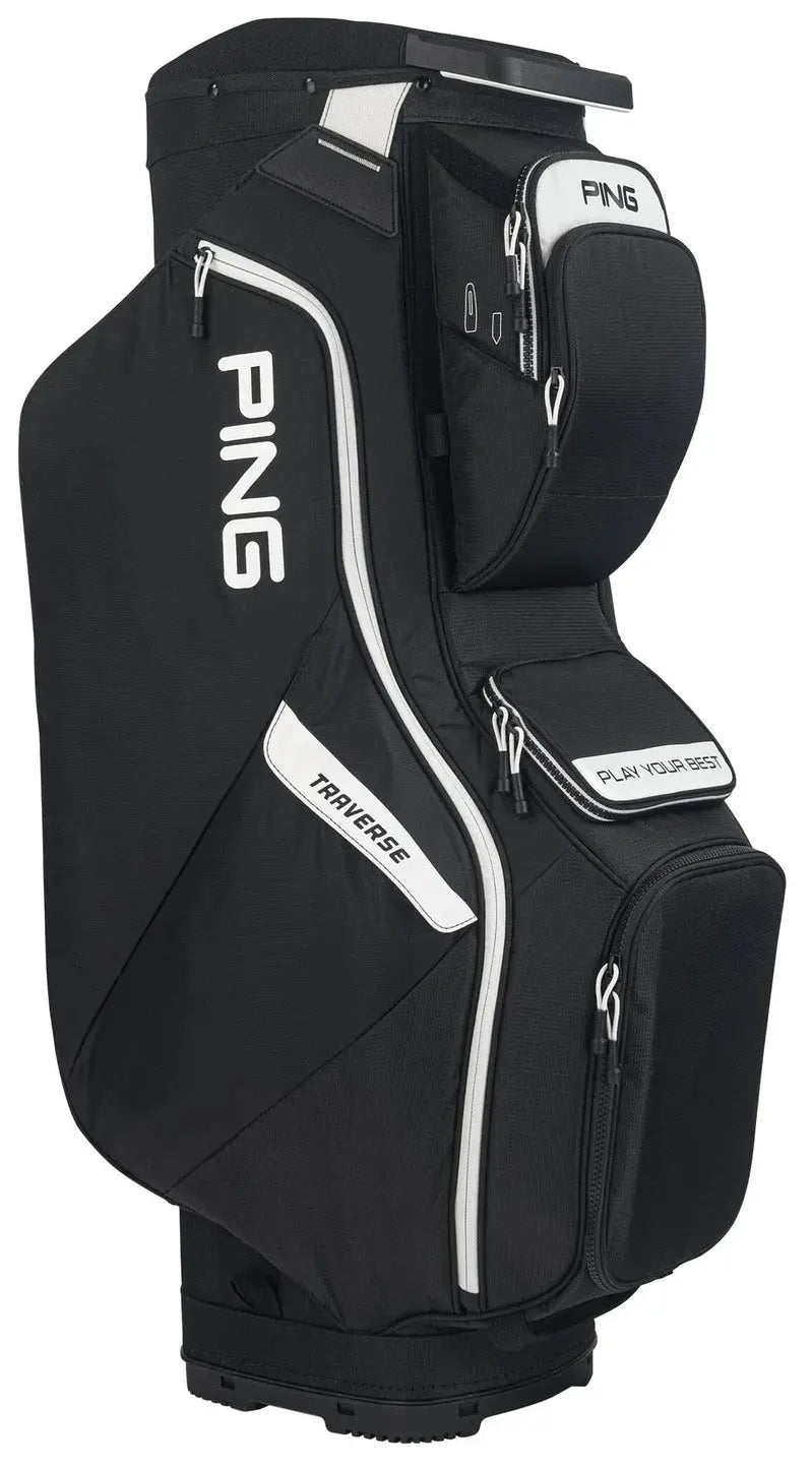 PING Traverse Cart Golf Bag - Black/White, 14-Way Top, 2.5Kg