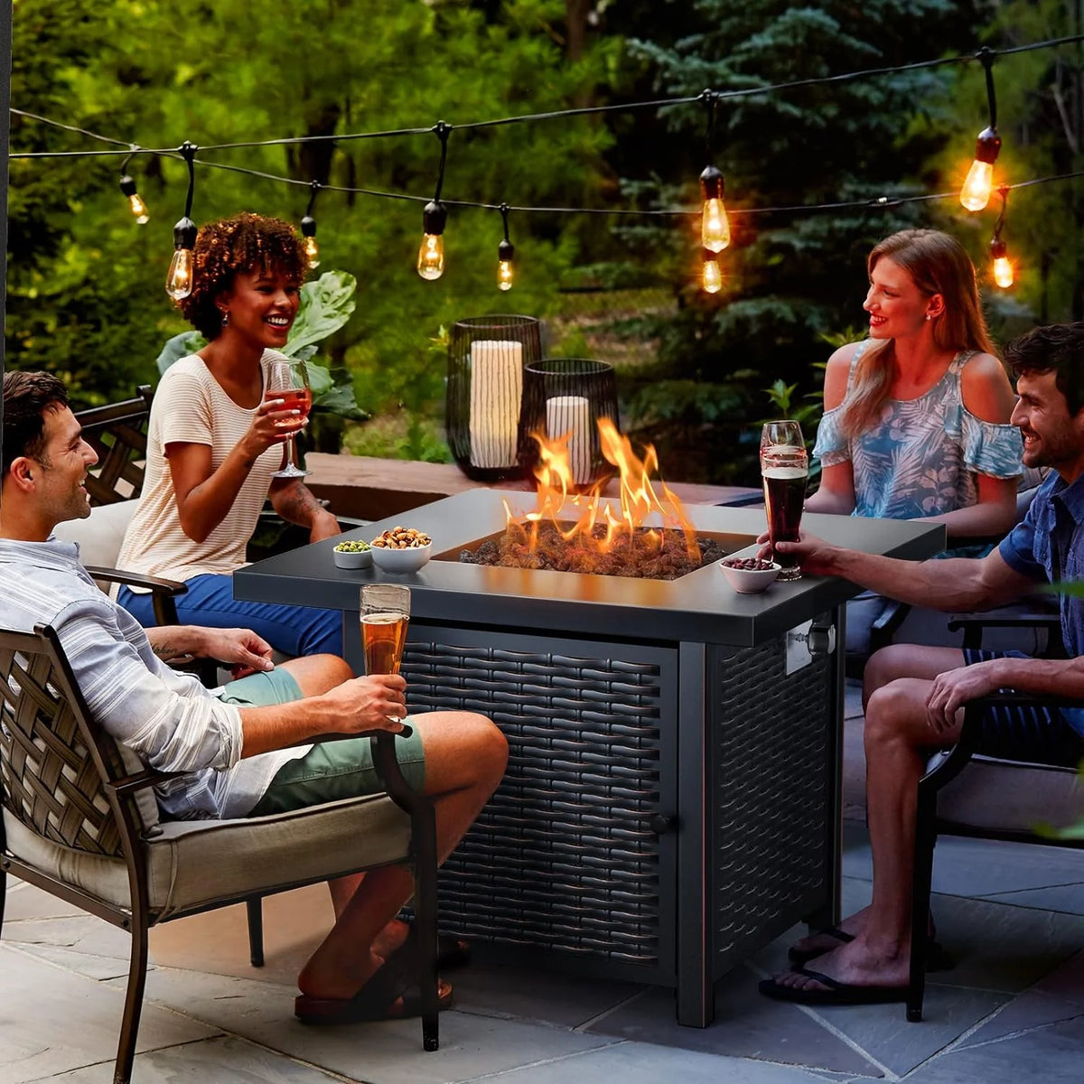 Ciays Outdoor Propane Fire Pit Table, 42-Inch, 50,000 BTU - CIFPT5B