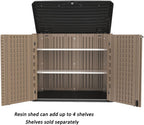 Horizontal Resin Outdoor Storage Shed, 34 Cu.ft, Brown