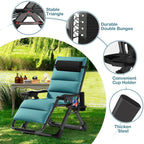 NAIZEA Zero Gravity Chair With Removable Cushion, Cup Holder, and Black Color