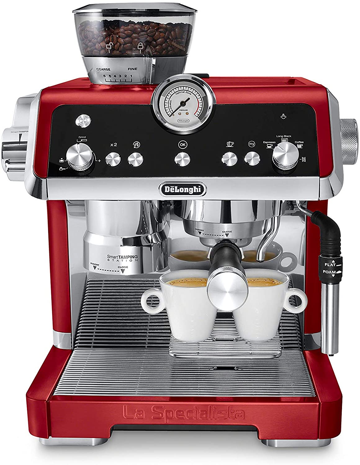De'Longhi La Specialista Espresso Machine, Sensor Grinder, Dual Heating, Stainless Steel, Red - EC9335R