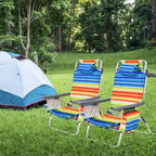 Costway Folding Backpack Beach Chairs 4-Pack, 5-Position Adjustable