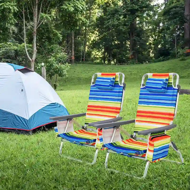 Costway Folding Backpack Beach Chairs 4-Pack, 5-Position Adjustable