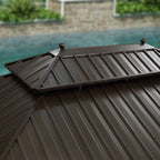 Aluminum Patio Gazebo 16 Ft. W x 12 Ft. D - Dark Brown