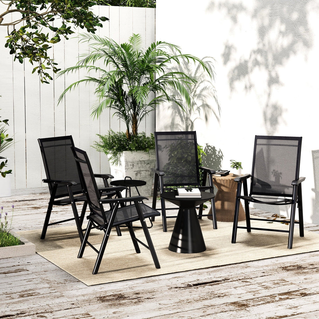 Patio Folding Stackable Outdoor Sling Chairs, 4 Count, Black - 22.87in L x 25.15in W x 37in H