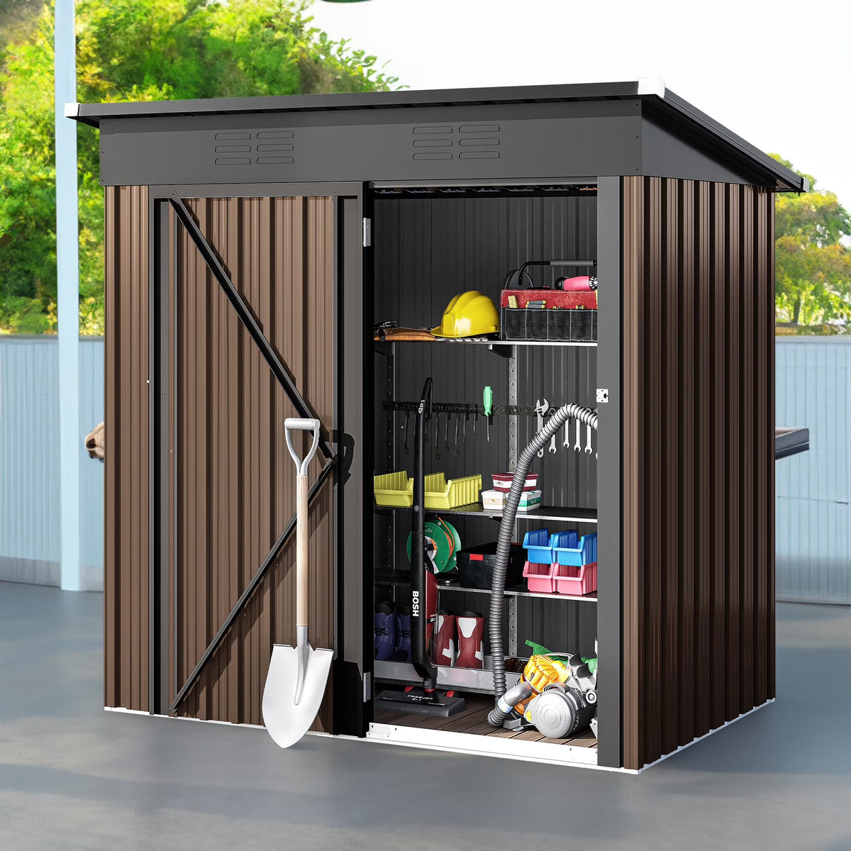UFORIC Outdoor Storage Shed, 5 x 3 ft, Dark Gray